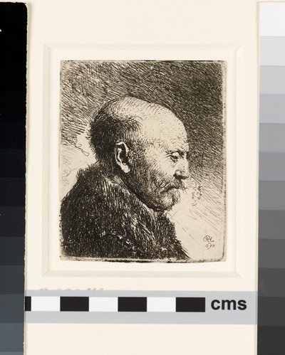 プロフィール右の白頭頭の男：レンブラントの父？ 作： Rembrandt van Rijn