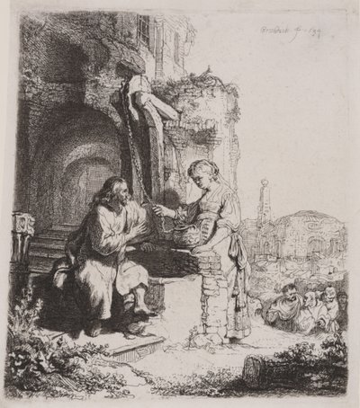 キリストとサマリアの女：廃墟の中で 作： Rembrandt van Rijn