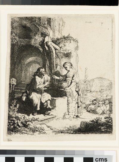 廃墟の中のキリストとサマリアの女 作： Rembrandt van Rijn