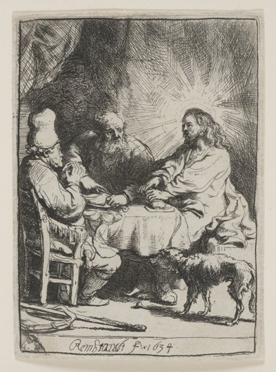 エマオのキリスト：小さなプレート 作： Rembrandt van Rijn