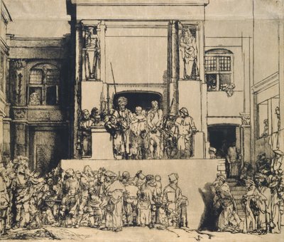 キリストは人々に提示されました：長方形のプレート 作： Rembrandt van Rijn