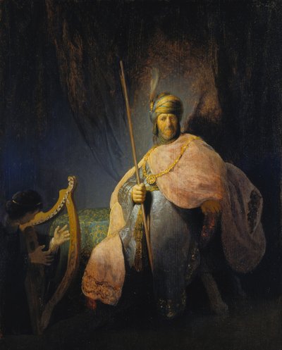 サウルの前で竪琴を弾くダヴィデ 1630-31年頃 オーク材に油彩 作： Rembrandt Harmensz. van Rijn