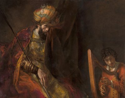 サウルの前でハープを弾くダビデ 作： Rembrandt van Rijn