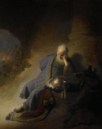 エルサレムの破壊を嘆くエレミヤ 作： Rembrandt van Rijn