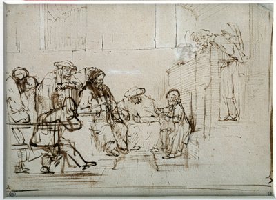 医師を連れたイエス・チャイルド」 ハーメンス・ファン・レインのドローイング レンブラント（1606-1669 作： Rembrandt van Rijn