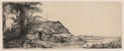 コテージと大木のある風景 作： Rembrandt Harmensz. van Rijn