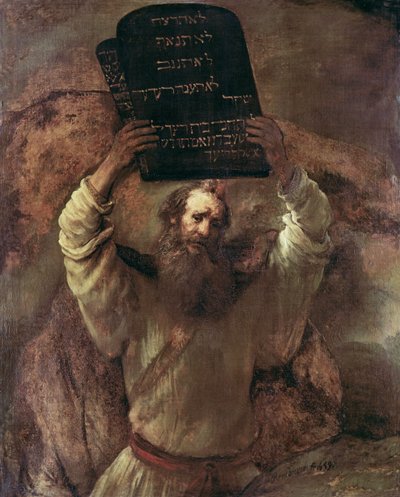 モーセと十戒を打ち砕く 作： Rembrandt van Rijn