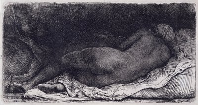 横になっているネグレス 作： Rembrandt van Rijn