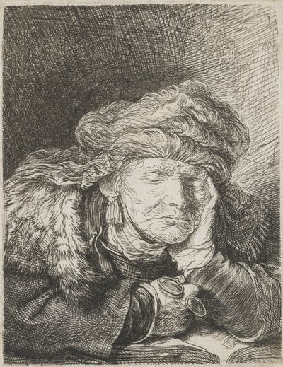 眠る老婆 作： Rembrandt van Rijn
