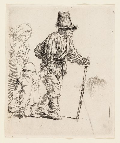 放浪者の農民家族、1652年頃（クリーム紙にエッチング） 作： Rembrandt Harmensz. van Rijn