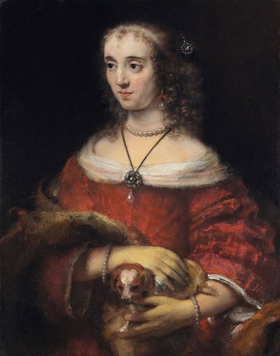 ラップドッグを持つ女性の肖像 - レンブラント・ファン・ライン (1606-1669) - 1665年頃 - キャンバスに油彩 - 81,3x64,1 - オンタリオ美術館 作： Rembrandt Harmensz. van Rijn