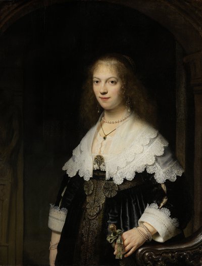 女性の肖像、おそらくマリア旅行 作： Rembrandt van Rijn