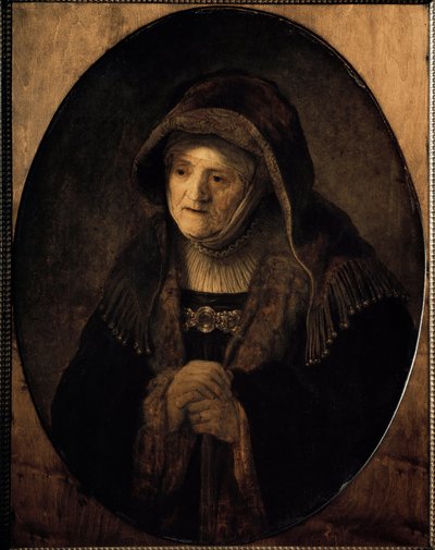杖をついた母の肖像（油彩・キャンバス 作： Rembrandt van Rijn
