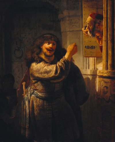 "Samson menace son beau-pere (Samson threated his beau-pere) Peinture de Rembrandt van Rhijn (1606-1669) 1635年 Staatliche Museen, Berlin 作： Rembrandt van Rijn