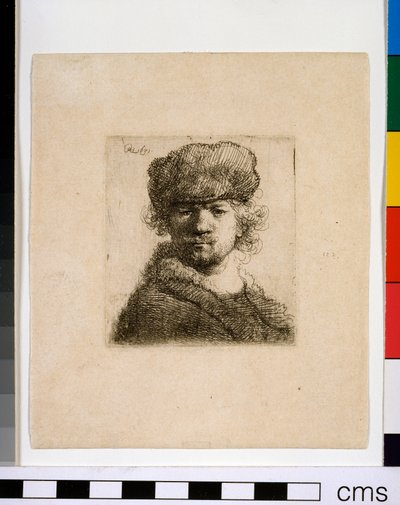 重い毛皮の帽子の自画像 作： Rembrandt van Rijn
