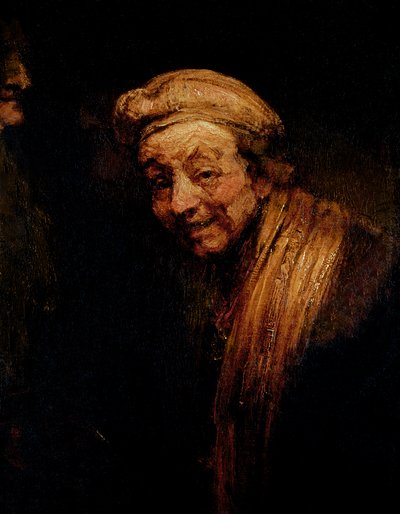 自画像、c.1668-9（キャンバスに油彩） 作： Rembrandt van Rijn
