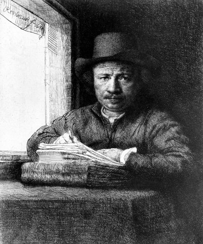 絵を描きながらの自撮り 作： Rembrandt van Rijn