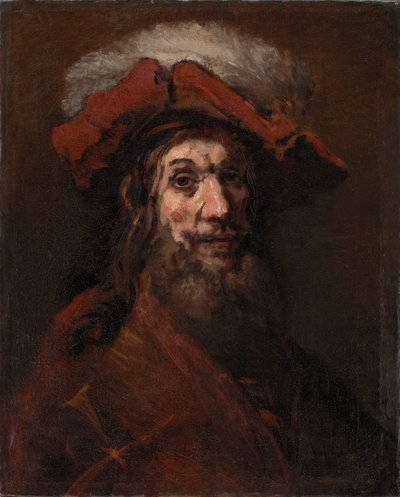 「十字軍」として知られる鷹の騎士のスケッチ 作： Rembrandt van Rijn