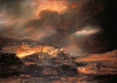 嵐の風景」1637/38年頃（パネルに油彩 作： Rembrandt Harmensz. van Rijn