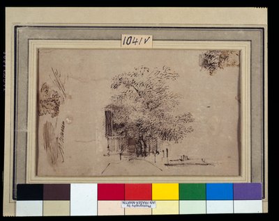 家の前の木の習作（ペン＆インク、紙にウォッシュ 作： Rembrandt Harmensz. van Rijn