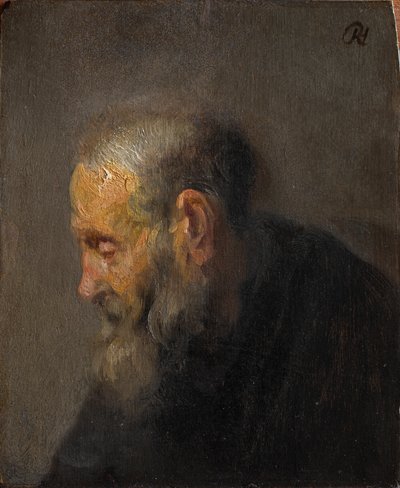 プロフィールの老人の研究、c。 1630年（パネルに油彩） 作： Rembrandt van Rijn