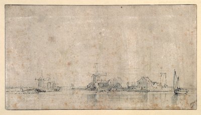 オムバルのアムステル川 1650-53年頃 （紙にペン、インク、ウォッシュ 作： Rembrandt Harmensz. van Rijn