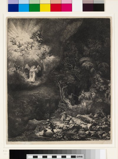 羊飼いに現れる天使 作： Rembrandt van Rijn