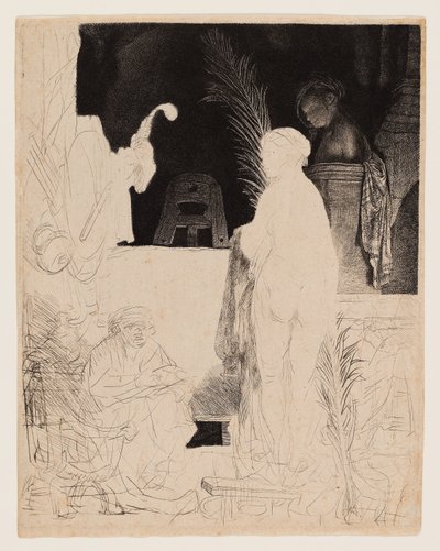 O desenho do artista a partir do modelo, c.1639 (gravura e ponta seca em papel lustre) 作： Rembrandt Harmensz. van Rijn