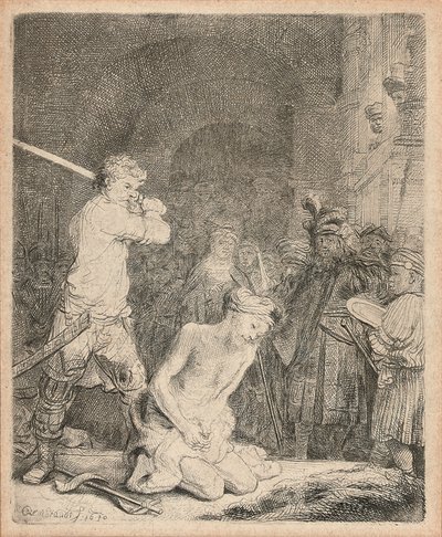 洗礼者ヨハネの斬首、1640年 作： Rembrandt van Rijn