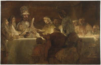 クラウディウス・シビリスの下でのバタビア人の陰謀、c.1666（キャンバスに油彩） 作： Rembrandt van Rijn
