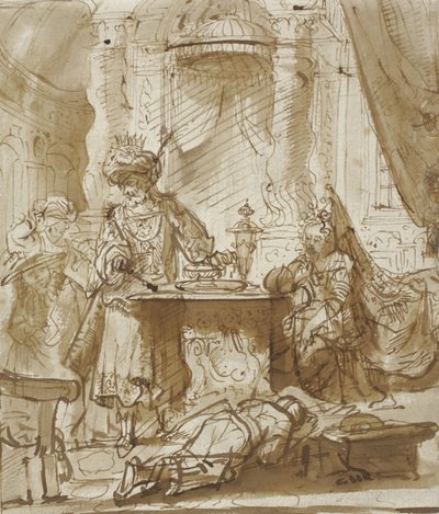 アハシュエロスとエステルの前のハマンの劣化 作： Rembrandt van Rijn