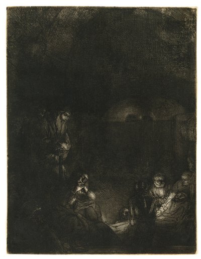 埋葬、1654年頃（ドライポイントとビュリンによるエッチング） 作： Rembrandt Harmensz. van Rijn