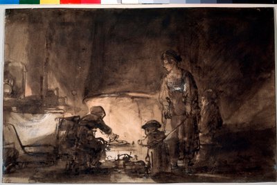 レンブラントの家のキッチン 作： Rembrandt van Rijn