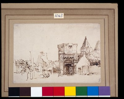 ゲルダーランドのレーネンにあるライウンポート 1649年頃 （リードペン＆インク、ウォッシュ、紙 作： Rembrandt Harmensz. van Rijn