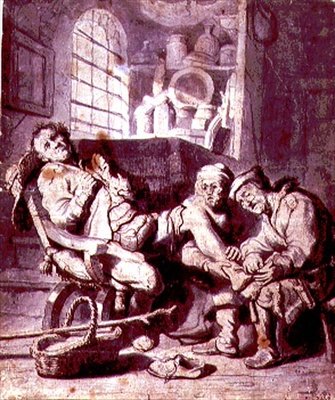 捻挫した足」（ペン＆インク、水彩、紙） 作： Rembrandt Harmensz. van Rijn