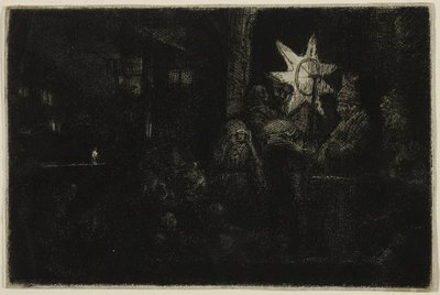 The Star of the Kings: A Night Piece, c.1651 (gravura, ponta seca e gravura em papel marfim) 作： Rembrandt Harmensz. van Rijn