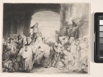 O Triunfo de Mordecai (gravura e ponta seca) 作： Rembrandt Harmensz. van Rijn