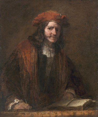 赤い帽子の男（赤い帽子の男） 1660年頃 油彩・カンヴァス 作： レンブラント・ハルメンシュ。ファン・レイン