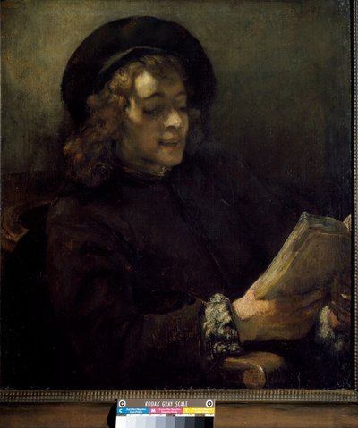 タイタス読み。ハーメンスゾーン・ファン・レインの絵 このレンブラント（1606-1669）の絵は、1656年頃のものです。油彩・キャンバスディム：70,5x64cmウィーン美術史博物館（Kunsthistorisches Museum 作： Rembrandt van Rijn