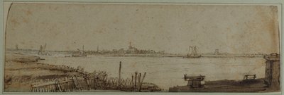 DiemerdijkからのIJ川の眺め、1650年頃（紙にペンとインク、茶色のウォッシュと白のボディカラーを使用 作： Rembrandt Harmensz. van Rijn