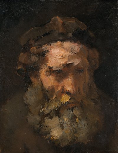 聖マタイの頭、おそらく 1660 年代初頭。 作： Rembrandt Workshop
