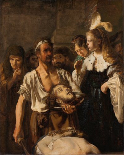 サロメは洗礼者ヨハネの首を受け取る 作： Rembrandt van Rijn (circle of)