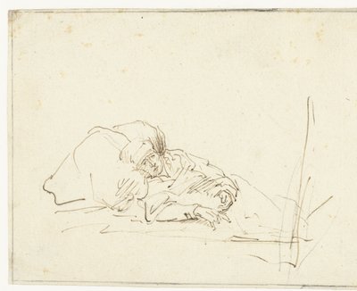 ベッドで病気のサスキア 作： Rembrandt van Rijn (copy after)