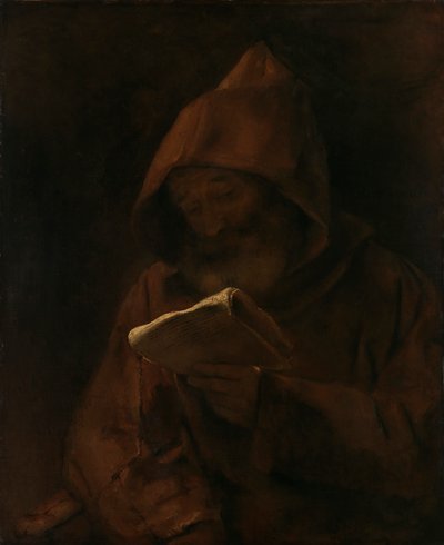 僧侶の読書、1661年。 作： Rembrandt van Rijn
