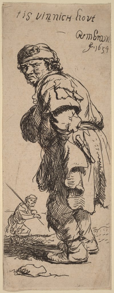 農民が叫ぶ：「tis vinnich kout」（凍えるような寒さだ） 作： Rembrandt van Rijn