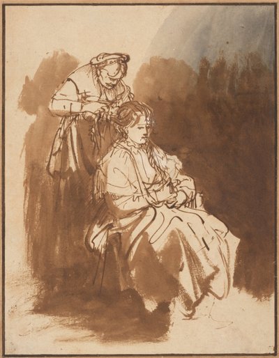 髪を編んだ若い女性、1637年頃 作： Rembrandt van Rijn