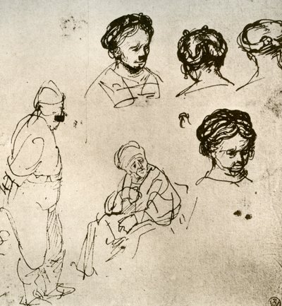 スケッチのページ、1913年。 作： Rembrandt van Rijn
