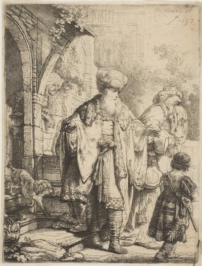 ハガルとイシュマエルを追放するアブラハム、1637年。 作： Rembrandt van Rijn