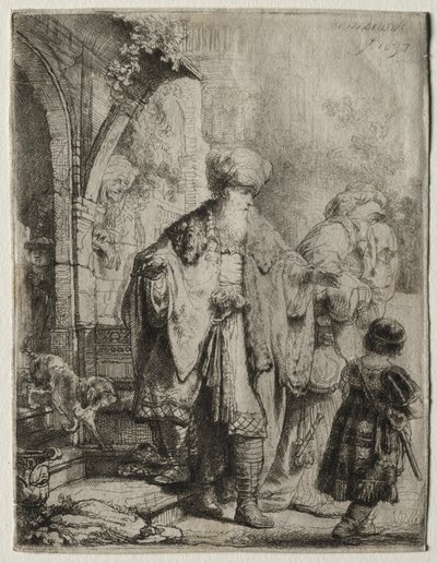 アブラハムがハガルとイシュマエルを鋳造、1637年。 作： Rembrandt van Rijn