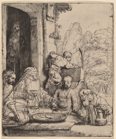 天使をもてなすアブラハム 作： Rembrandt van Rijn